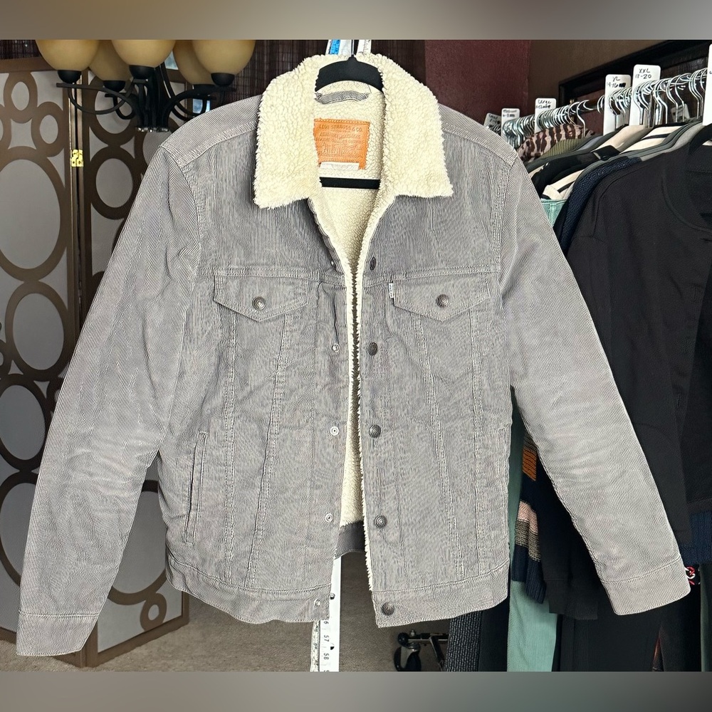 Levi’s Type III Sherpa Corduroy Trucker Jacket Gray Men’s M